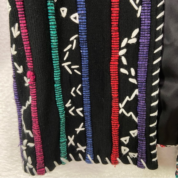 Crystal heavy knit embroidery Aztec boho art to wear open front cardigan jacket. - Picture 5 of 9